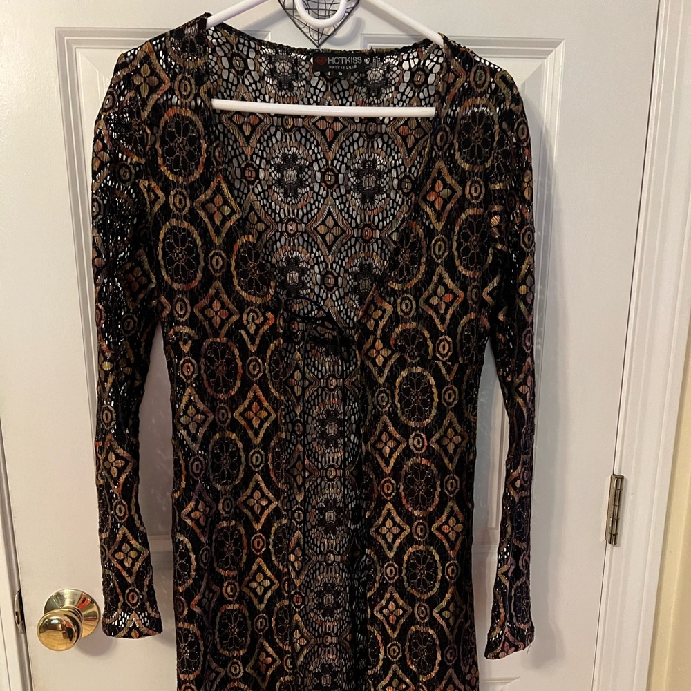 Hot kiss vintage crochet duster. 1990s. Beautiful. New without tags